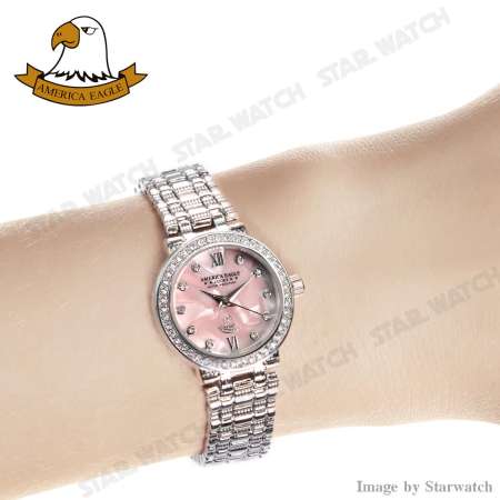 AMERICA EAGLE นาฬิกาข้อมือผู้หญิง สายสแตนเลส รุ่น AE086L - Silver / Pink 