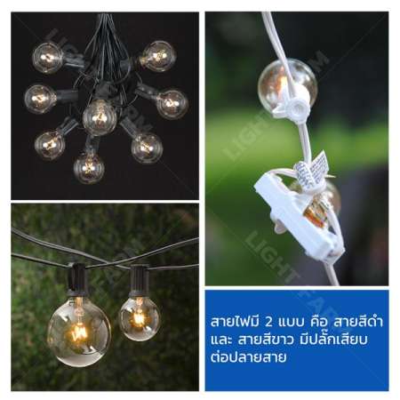 LED Light Farm ชุดไฟปิงปอง   ขั้วe12 สายดำ เป็นขั้วกันน้ำ ใช้กับ หลอดเป็นหลอดขั้วเกลียวแบบ E12 แพ็ค1ชุด