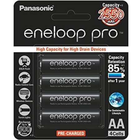 ถ่านชาร์จ Panasonic Eneloop  Pro 2550 mAh Rechargeable Battery AA x 4 - Black