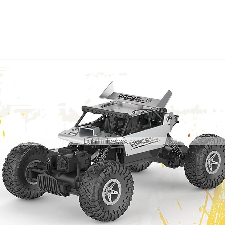 รถบังคับวิทยุ รถไต่หิน MONSTER ROCK CRAWLER ตัวรถเป็นโลหะอัลลอยสวยงามมาก มีสปอยเลอร์หลัง อัตราส่วน 1:18 (คละสี)