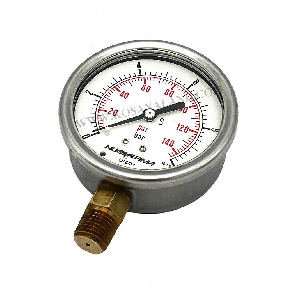 Nuova Fima เกจวัดแรงดัน หน้าปัด 2.1/2 นิ้ว เกลียวออกหลัง 1/4 นิ้ว มีปีก