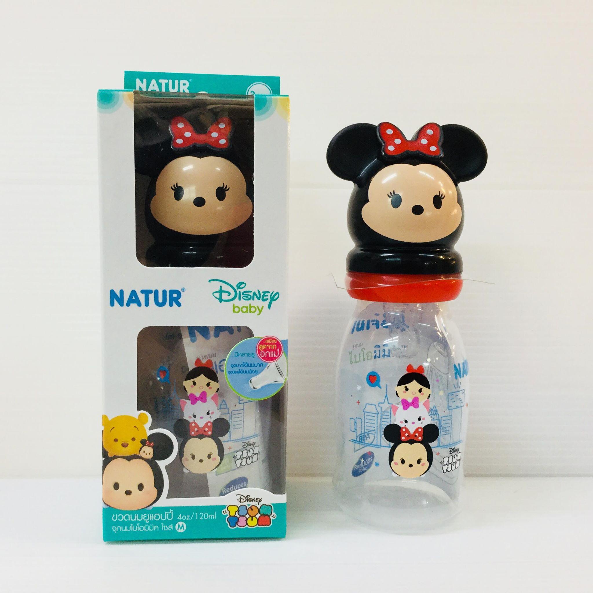 ใหม่ ขวดนม UHappy 4 ออนซ์ เนเจอร์ Disney Baby TSUM TSUM จุกนมไบโอมิมิค ไซส์ M เสมือนดูดจากอกเเม่