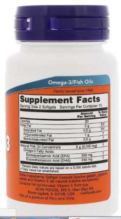 ‎ Now Foods, Omega-3, Molecularly Distilled, 30 Softgels น้ำมันปลา โอเมก้า 3 บำรุงสมอง 