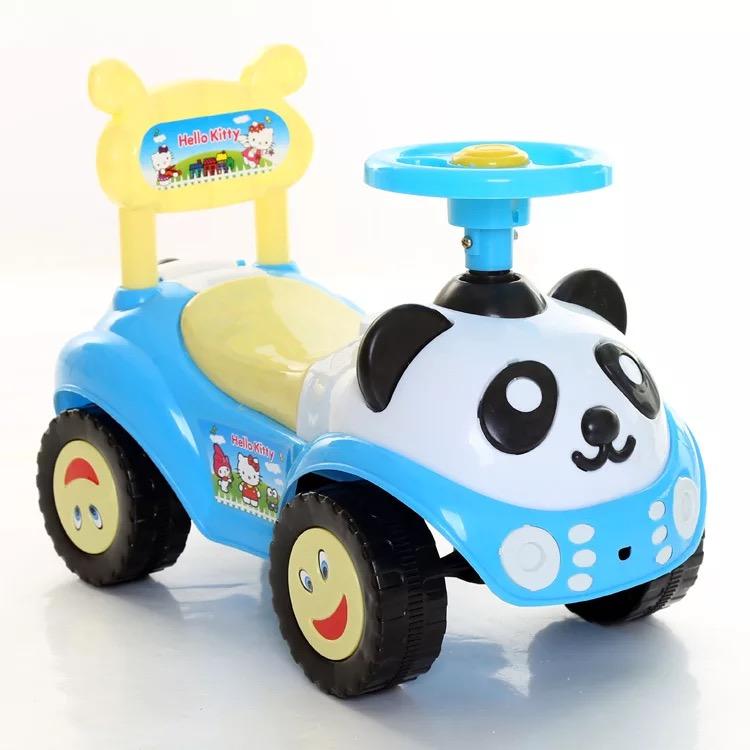 【ติดตามเราและรับบัตรกำนัล 】 รถขาไถ panda มีเสียงเพลง เบาะนั่งเปิดปิดได้ สีฟ้า Blue