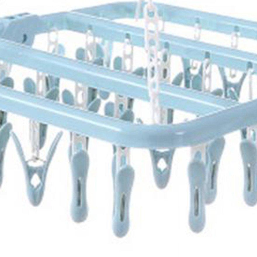 OBBB Plastic Space Saving Closet Organizer Folding Clothes Hanger Towels Socks Bras Underwear Drying Rack With 32 Clips