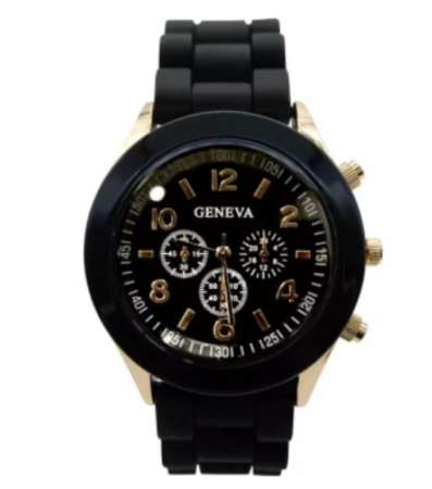 GENEVA watch นาฬิกาข้อมือผู้หญิง สีดำ สายยาง รุ่น WM01