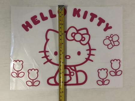 HELLO KITTY สติกเกอร์ คิตตี้ ติดกระจกหลังรถยนต์(มีดอกไม้)