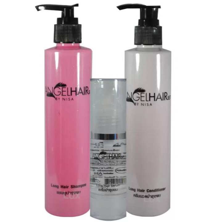 Angel Hair Set แองเจิ้ล แฮร์ ชุดแชมพูนางฟ้า ฟื้นฟูผมแห้งเสีย เร่งผมยาวคูณ 3 สีผมติดทนนาน ลดผมขาด หลุดร่วง ใน 1 ชุด (1 ชุด) พันทิป