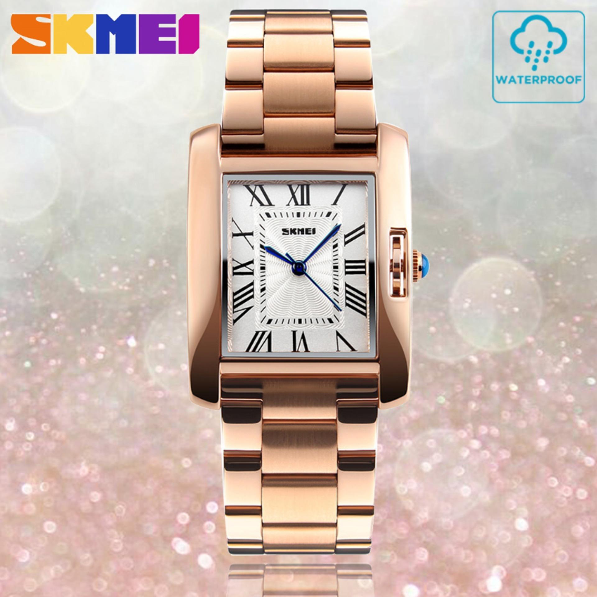 SKMEI ของแท้ 100% ส่งในไทยไวแน่นอน นาฬิกาข้อมือ สไตล์ Casual Bussiness Watch หน้าปัดเลขโรมัน กันน้ำ สายแสตนเลส ดีไซน์หรู รุ่น SK-M1284