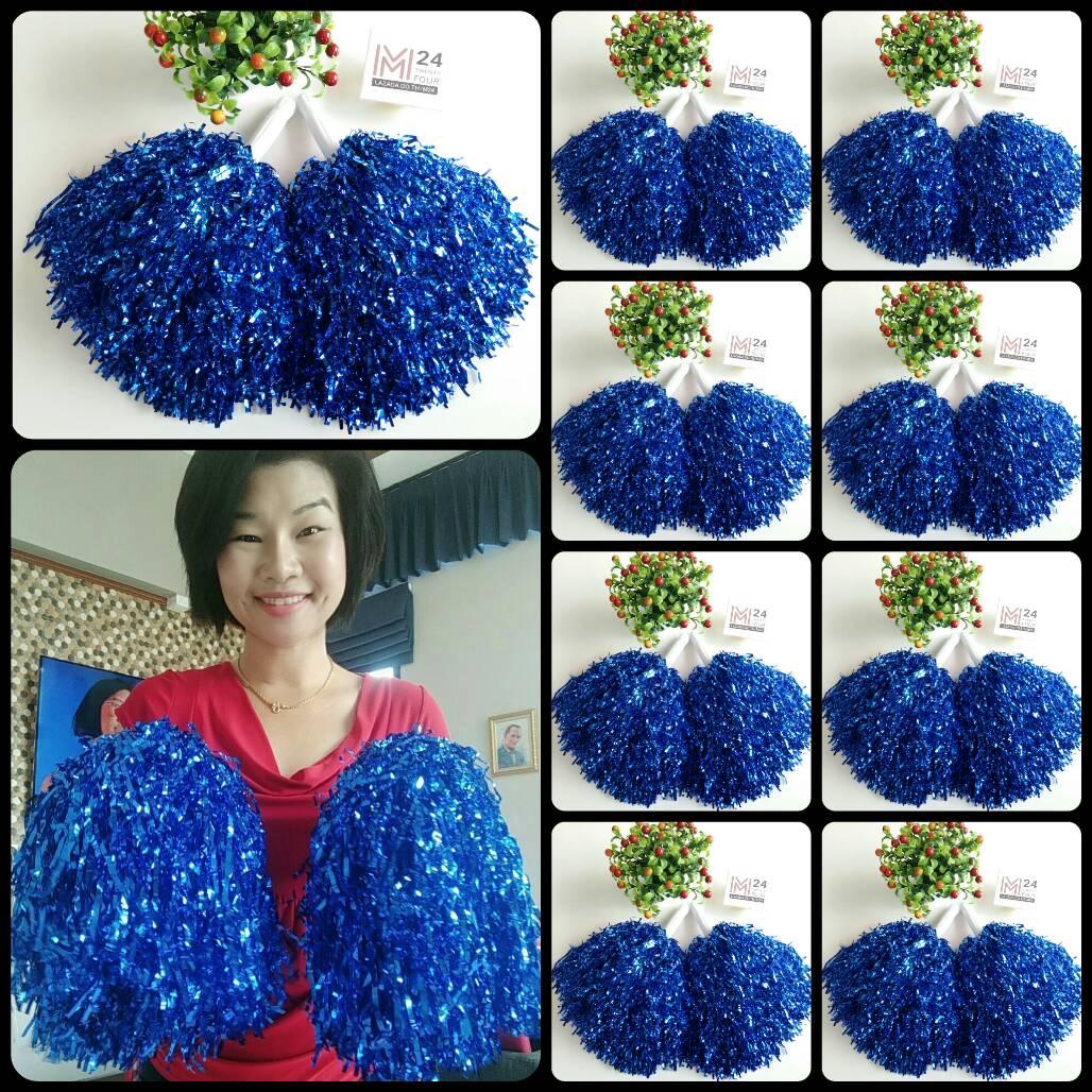 ราคาส่ง 10 คู่ = 20 อัน สีน้ำเงิน สีเงา พู่ฟอยล์ใหญ่ พู่เชียร์กีฬา พู่เชียร์ลีดเดอร์ พู่กองเชียร์ พู่ฟอยด์ใหญ่ พู่ฟอยล์ พู่ฟอยด์ ปอมปอมเชียร์ กีฬาสี กองเชียร์ งานอีเว้นท์ อุปกรณ์การแสดง เต้น เชียร์ลีดเดอร์ ภู่เชียร์ เชียร์ฟุตบอล Pompom Cheerleader M24