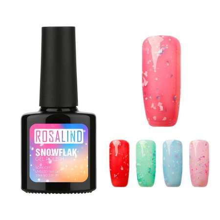 ROSALIND Snow flak  สียาทาเล็บเจล เกล็ดหิมะ เกล็ดหินอ่อน Gel Polish Soak Off UV LED (10ml.) #E07