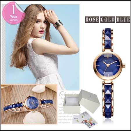 Kimio นาฬิกาข้อมือผู้หญิง สาย Alloy สีน้ำเงิน/โรสด์โกล์ด รุ่น KW6120 Kimio นาฬิกาข้อมือผู้หญิง สาย Alloy สีน้ำเงิน/โรสด์โกล์ด รุ่น KW6120