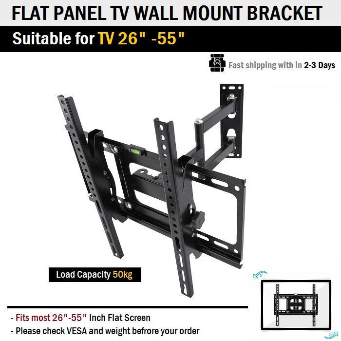 Full Motion TV Wall Mount Bracket Tilt Flat Screen 32 37 42 46 50 55 60 LED LCD