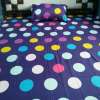 nns-0029 ชุดผ้าปูที่นอนสีพื้น 6 ฟุต 5 ชิ้น สีม่วงเข้ม ลวดลาย จุดฟ้า สีเหลือง สีฟ้าอ่อน
