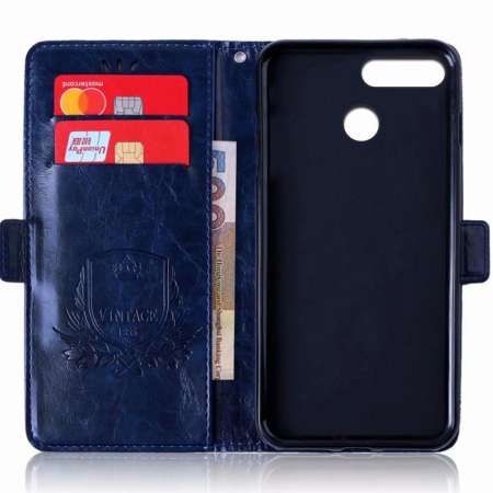 ASUS ZenFone Max PLUS (M1) ZB570TL X018D [แว็กซ์น้ำมันวินเทจรูปแบบ] หนัง PU เคสแบบพับปิดได้ป้องกันเคสโทรศัพท์ที่มีช่องเสียบบัตร, คลิปหนีบธนบัตร, ปิดแม่เหล็ก, ที่วางขาตั้ง, กระเป๋าสตางค์