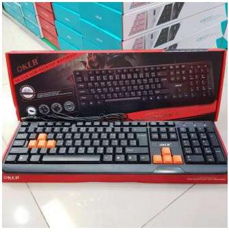 Oker คีย์บอร์ด รุ่น KB-318 Slim + Desktop Waterpoof Keyboard USB