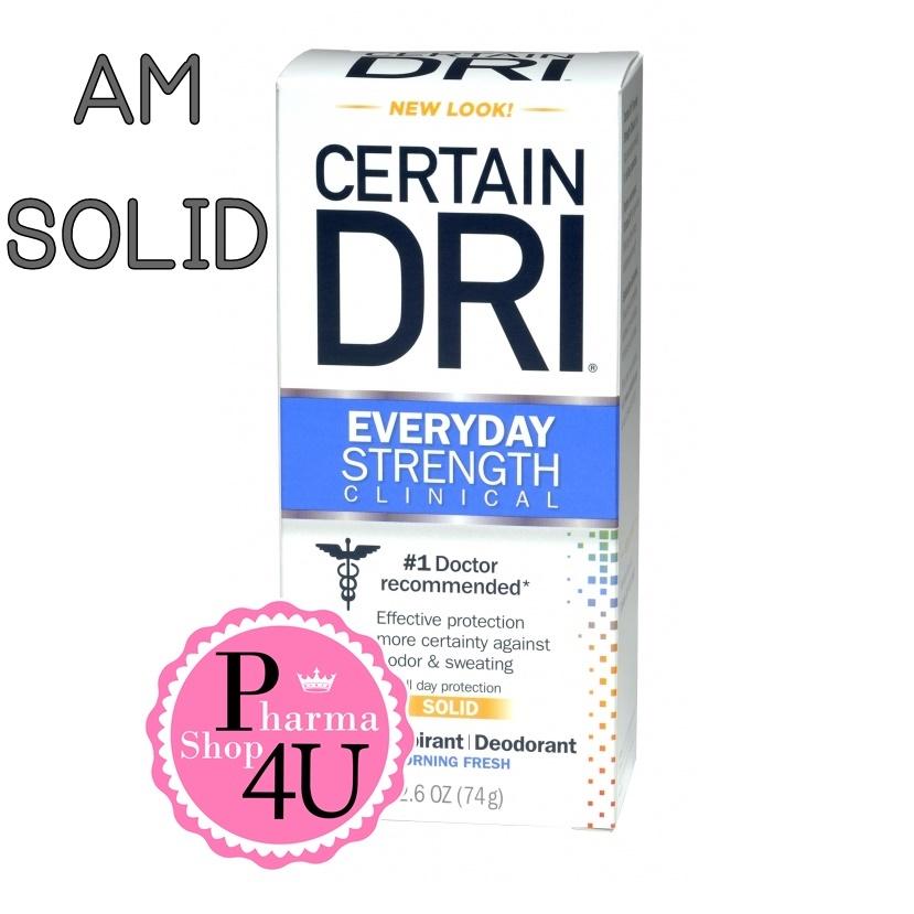 Certain Dri A.m. Solid แท่งระงับเหงื่อและกลิ่นกายสูตรอ่อนโยนสำหรับทาตอนเช้า 74 G (แบบแท่ง)
