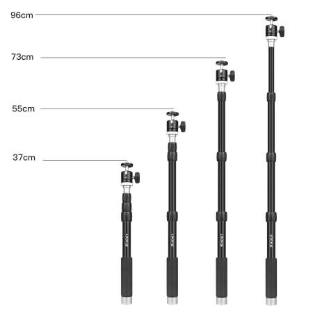 ยิง XT-443 96 เซนติเมตรอลูมิเนียมอัลลอยแบบพกพาไม้เซลฟี่ถ่ายรูปสำหรับ Hero 6 5 4 3 Yi 4 พัน H9 DSLR Selfie STICK หัว