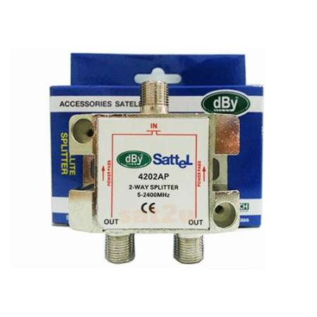 อุปกรณ์แยกสัญญาณ ดาวเทียม 1 x 2 Splitter รุ่น DBY 4202AP  Satellite Splitter dBy All Port Power Pass 2way