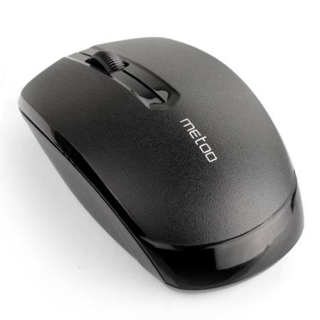 Metoo 2.4G Wireless Silent Optical Mouse เมาส์ไร้สาย คลิกไร้เสียง รุ่น E1S (สีดำ) / ฟรี แบตเตอรี่ขนาด AA