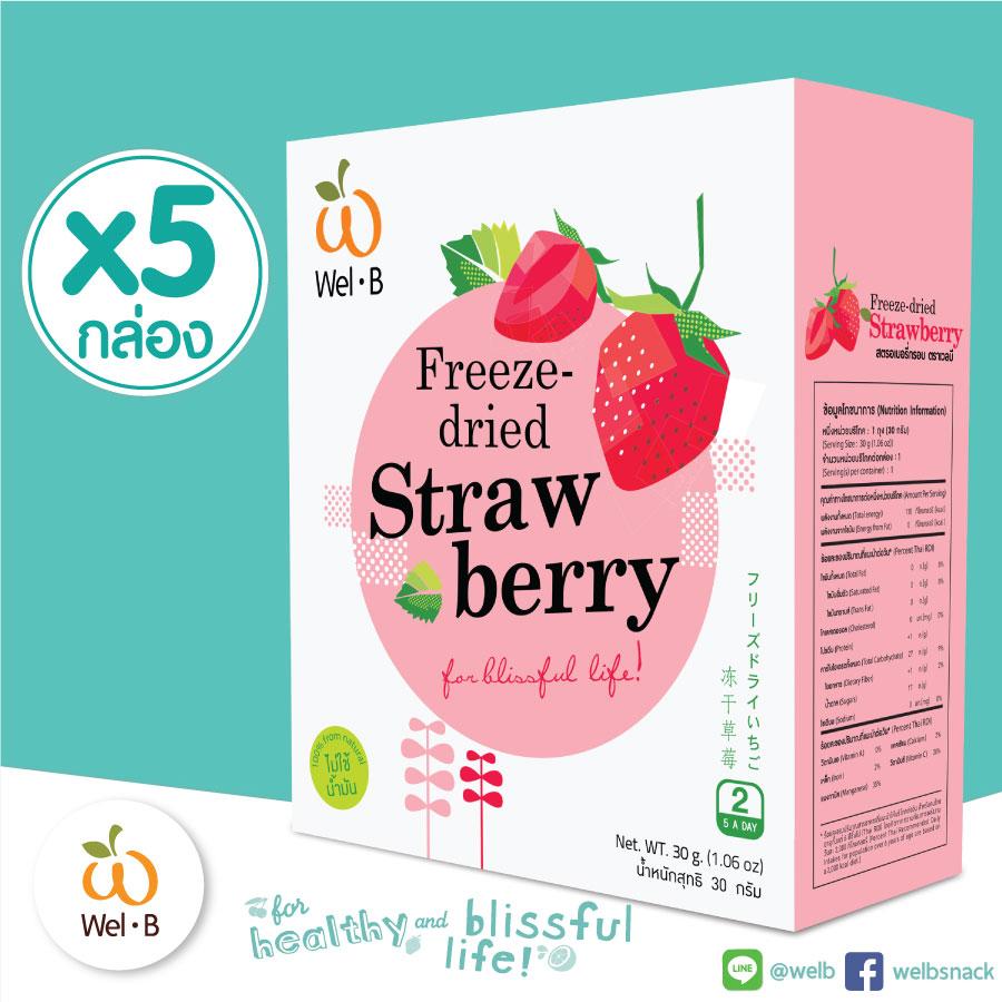 Wel-B FD Strawberry 30g. (สตรอเบอรี่กรอบ ตราเวลบี แพ็ค 5 กล่อง) (ผลไม้กรอบ)