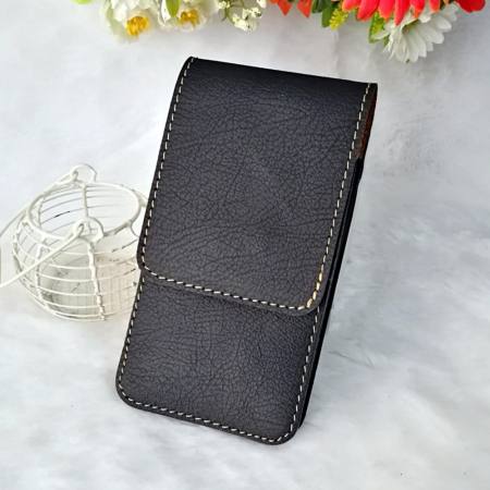 Leather inc ซองใส่มือถือคาดเข็มขัดชั้นเดียวทรงตั้ง หนังแท้ ใส่มือถือที่มีขนาด 5.5-6.4