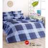 TOTO ชุดเครื่องนอน ผ้าปูที่นอน+ผ้านวมมาตรฐาน 6 ฟุต ลายตารางสก๊อต โทนสีฟ้า เทา TT463