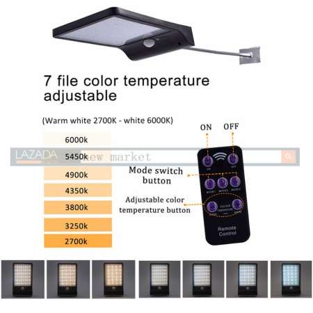 Solar light 48LED Motion sensor 24 White light + 24 warm light Remote Solar light 48LED Motion sensor 24 White light + 24 warm light Remote