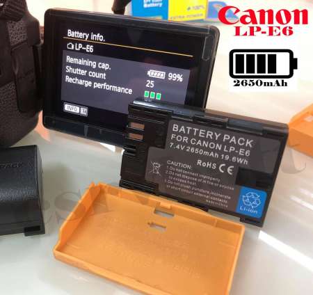 Csrvbatt แบตเตอรี่ LP-E6 2650mAh (for canon EOS 5D MK III 5D MK II 6D 6DMK II 7D 7D MK II 80D 70D 60D)สินค้าตรงตามภาพ100%