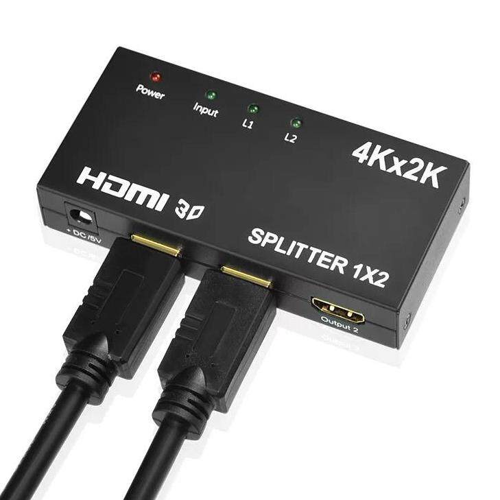 กล่องแปลงสัญญาน HDMI Splitter เข้า 1 ออก 2 Full HD 1080P 3D Video Audio HDMI Splitter 1X2 4K 2K-intl