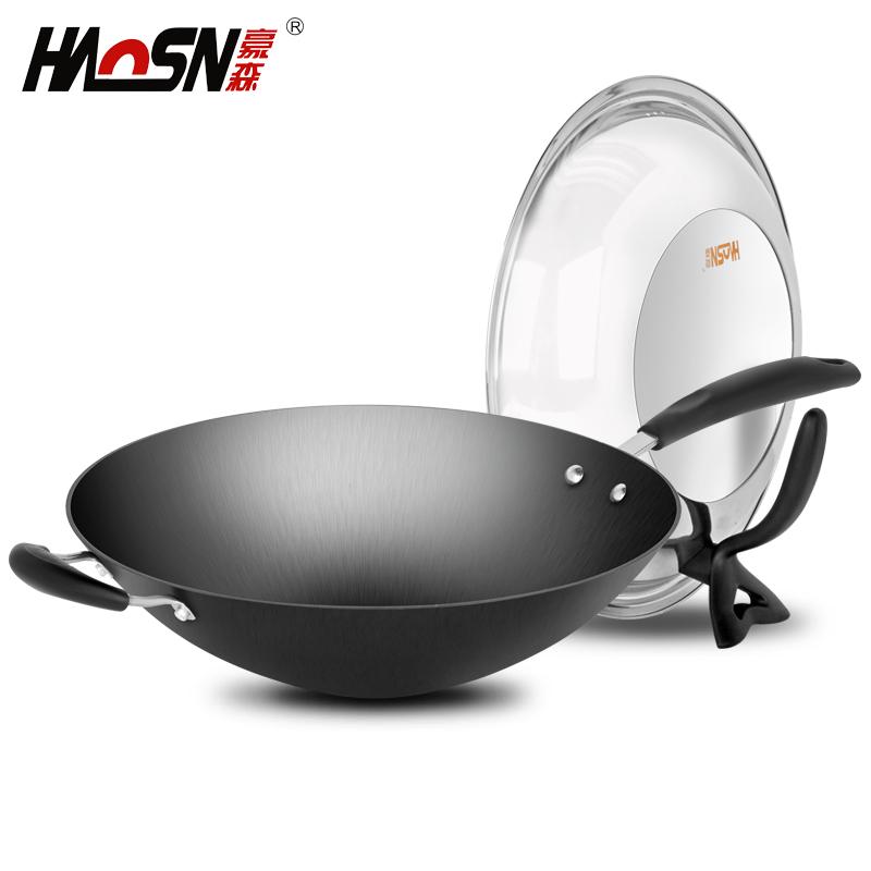 Haosn 34cm Phủ Thép Không Gỉ Thủ Công Chảo Inox Chảo