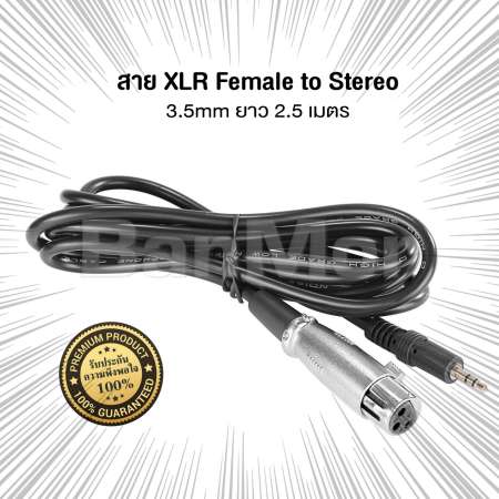 สาย XLR Female to Stereo 3.5mm ยาว 2.5 เมตร สายไมโครโฟน