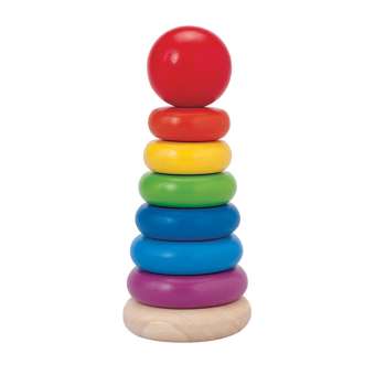 PlanToys Stacking Ring ของเล่นไม้วงแหวนสวมหลัก หลากสีสัน ของเล่นเด็ก 18 เดือน