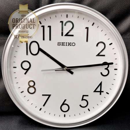 SEIKO นาฬิกาแขวน 12 นิ้ว ขอบบอร์นเงิน หน้าขาว รุ่น QXA736S