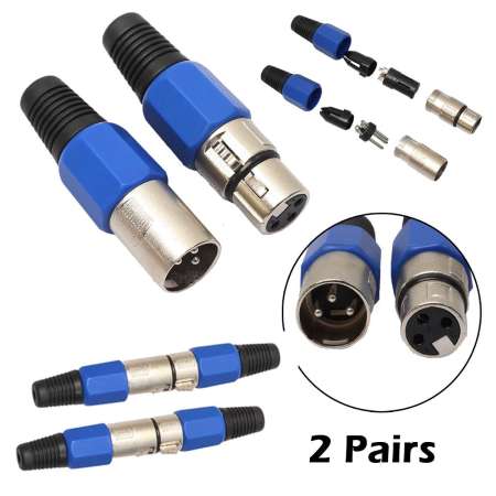 2 คู่ XLR 3Pin ไมโครโฟนแจ็คเสียบสายไมโครโฟน - นานาชาติ