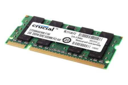 แรมโน๊ตบุ๊ค RAM 2GB DDR2 800  PC2-6400  CT25664AC800  Crucial Laptop Notebook