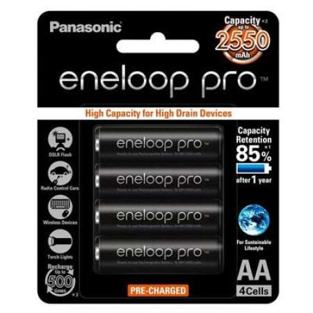 ถ่านชาร์จ Panasonic eneloop pro Battery Size AA x 4 ก้อน