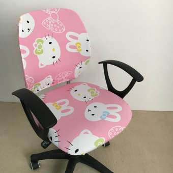 สีชมพูการแบ่งคอมพิวเตอร์เก้าอี้หมุนชุดพนักงานการทำงานชุดผ้าคลุมโต๊ะอาหารสาวสวยรุ่นความยืดหยุ่น Kitty แมวห้องประชุมชุดผ้าคลุมเก้าอี้