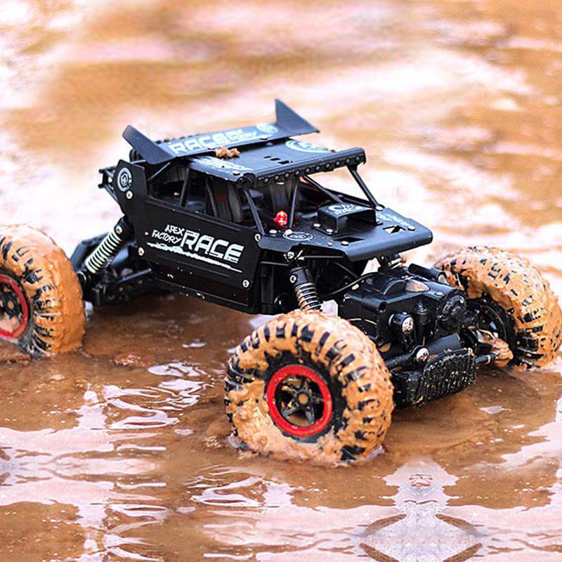รถบังคับ รถไต่หิน ผิวโลหะสวยงาม 2.4 GHz 1:18 Scale RC Rock Crawler 4WD Off Road (สีดำ)