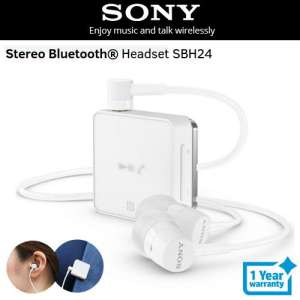 SONY ชุดหูฟังสเตอริโอ Bluetooth SBH24 สีขาว
