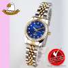 AMERICA EAGLE Watch นาฬิกาข้อมือผู้หญิง กันน้ำ สายสแตนเลส รุ่น AE8001L - GoldSilver/Blue