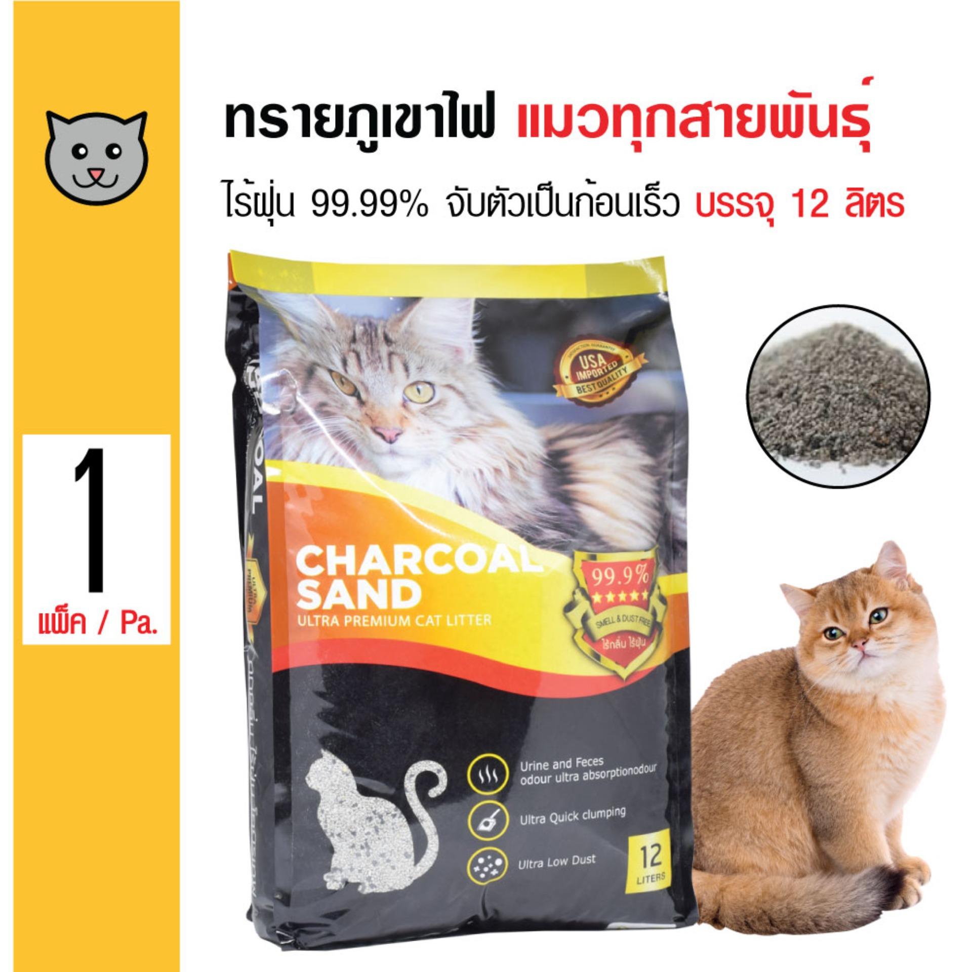 Charcoal Sand ทรายแมวภูเขาไฟ สูตรชาร์โคล จับตัวเป็นก้อนดี ฝุ่นน้อย สำหรับแมวทุกวัย ขนาด 12 ลิตร