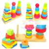 Todds  Kids Toys ของเล่นเสริมพัฒนาการ ของเล่นไม้ สวมหลักสายรุ้ง 3 เเถว