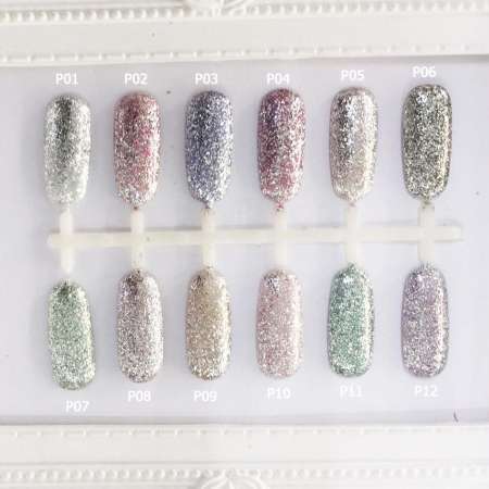 V.I.P Platinum Glitter gel สีเจลกากเพชร แพลตตินั่ม 10ml. (สีเจลต้องอบด้วยเครื่องUV/LEDเท่านั้น ไม่สามารถแห้งเองได้)