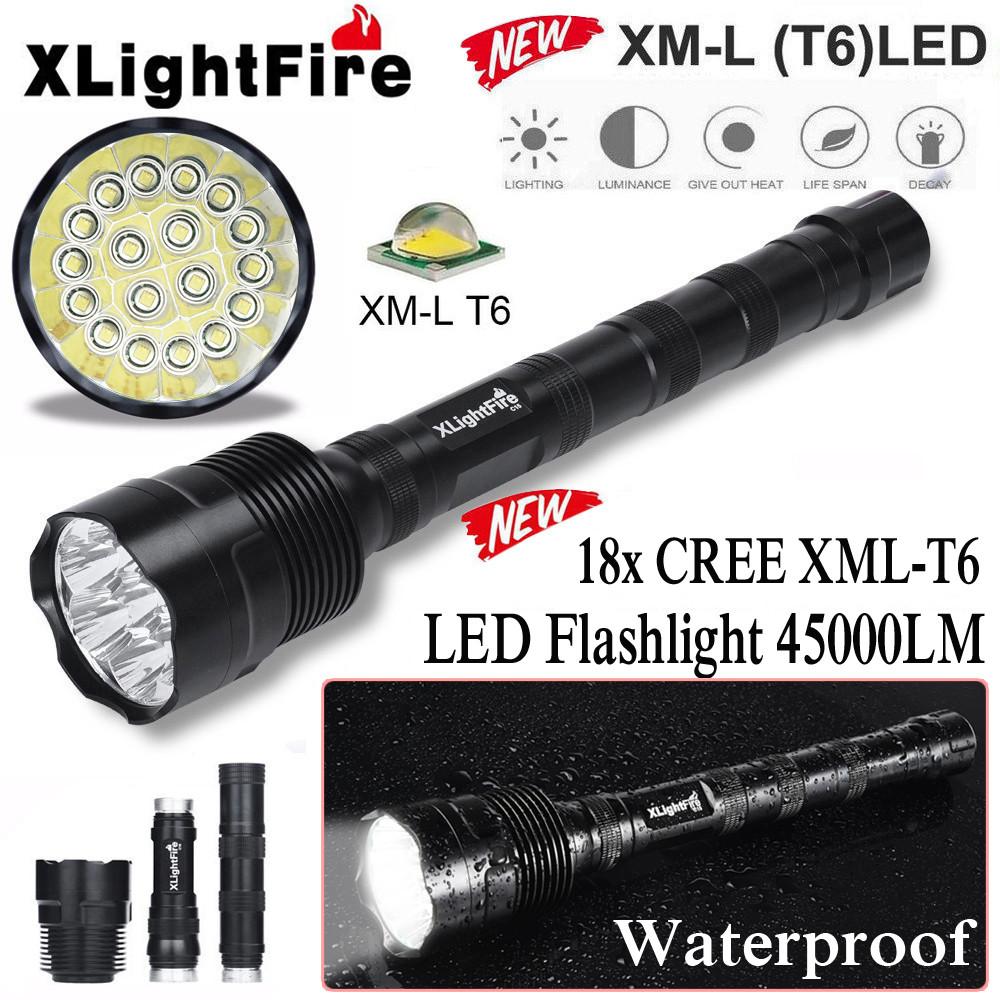 XLightFire 45000 Lumens 18x XML T6 5 Chế Độ Đèn Pin LED Siêu Sáng 18650