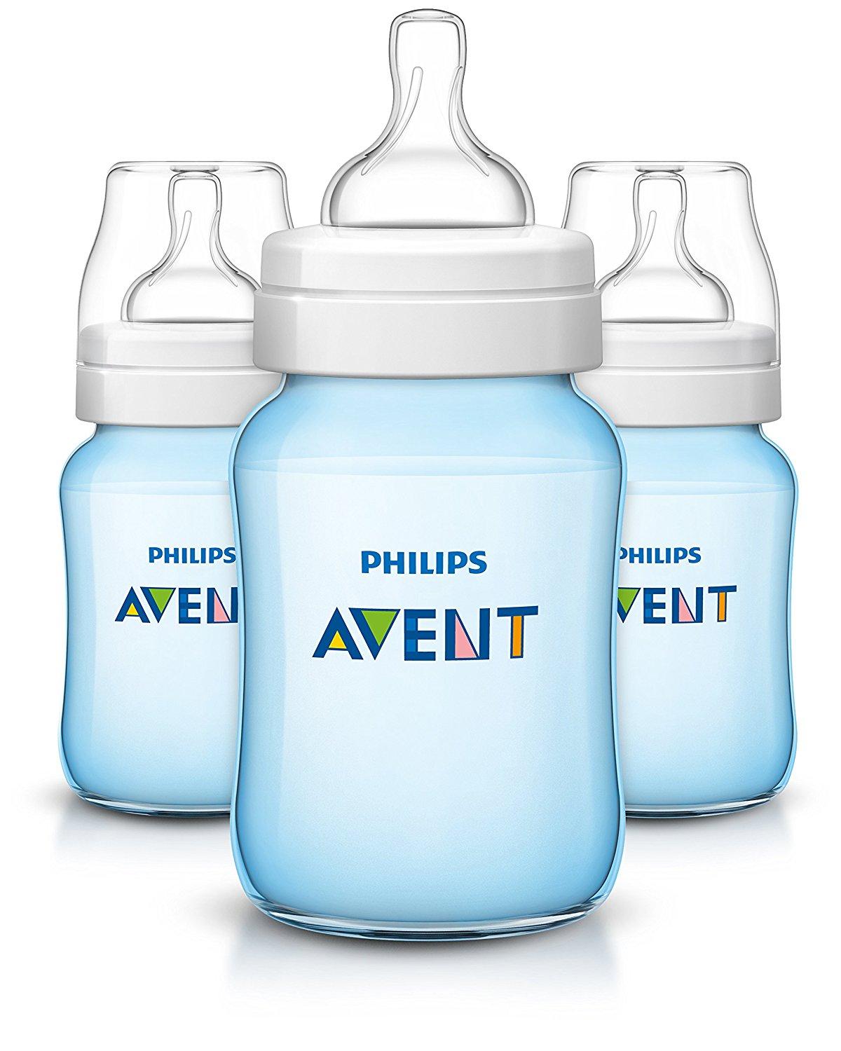 แนะนำ AVENT ขวดนม ขนาด 9 ออนซ์ (BPA FREE) - สีฟ้า (PP) แพ็ค 3 ขวด