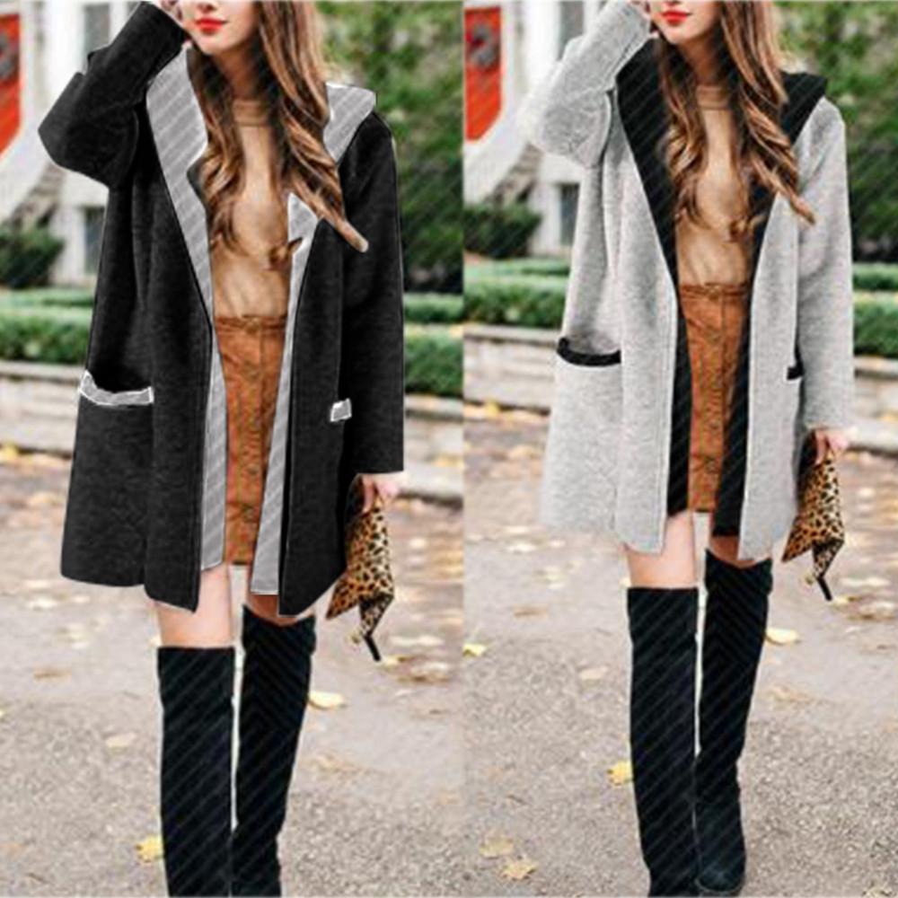 Cardigan Coat,Women Winter Hooded Two False Pieces Sweatshirt