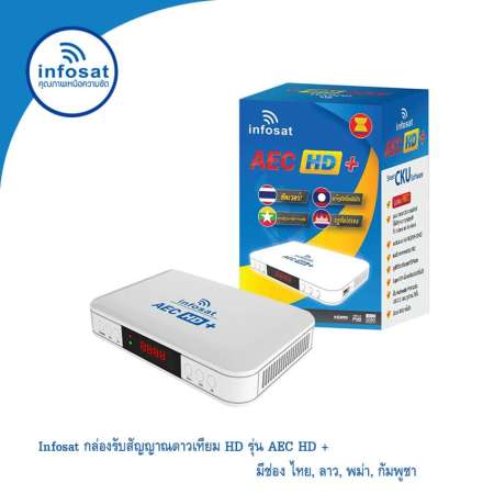 infosat รุ่น AEC TV กล่องบอลโลก 2018 + PSI จานดาวเทียม PSI OKD 35 cm. พร้อมสาย 30 เมตร