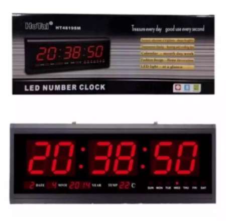 TNK Autosound นาฬิกาดิจิตอล LED DIGITAL CLOCK แขวนติดผนัง 48 x 18.2 x 4.8 CM. รุ่น 4819 ตัวเลขสีแดง