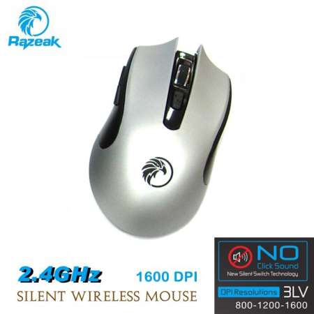 Razeak เม้าส์ไร้สายเก็บเสียง Wireless Mouse no click sound RWM06